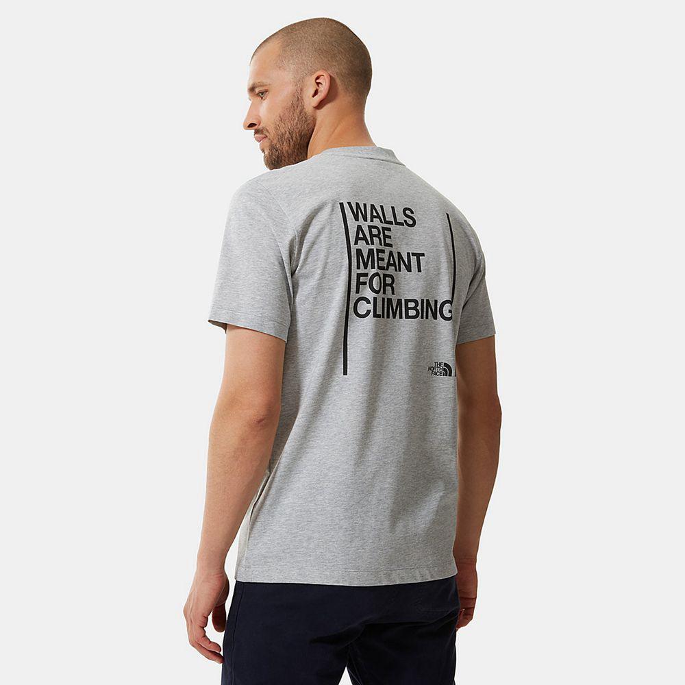 The North Face Climb Graphic Ανδρικα T Shirt - Ανοιχτο Γκρι (KRVF82465)